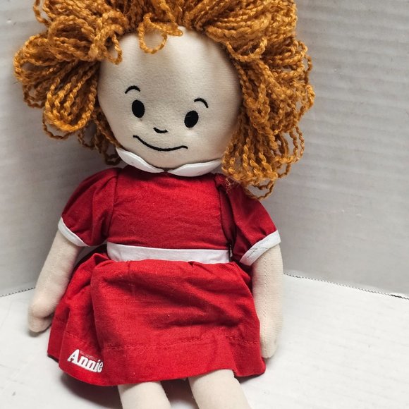 Raggedy Doll The Musical Annie Soft Plush Orange Yarn Hair Red Dress 15" - Picture 2 of 10